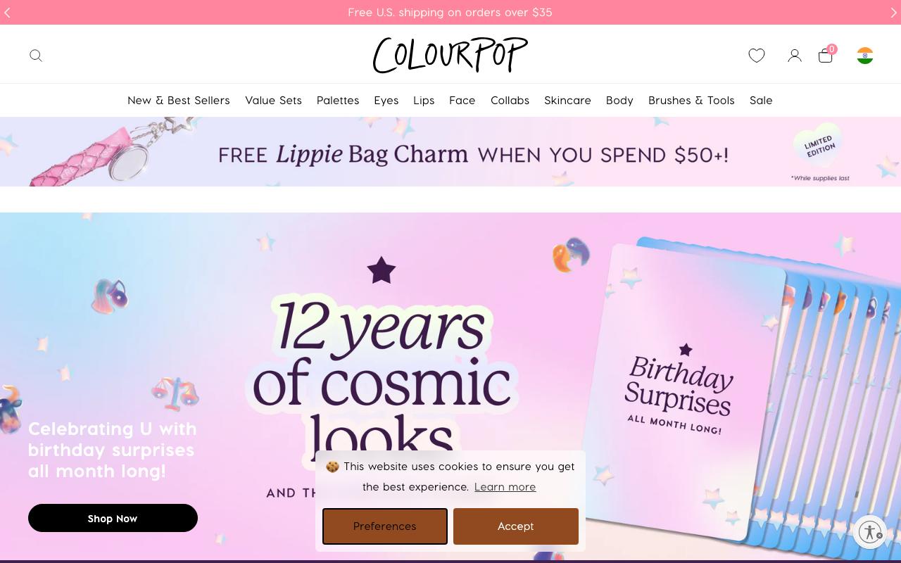 colourpop.com homepage screenshot