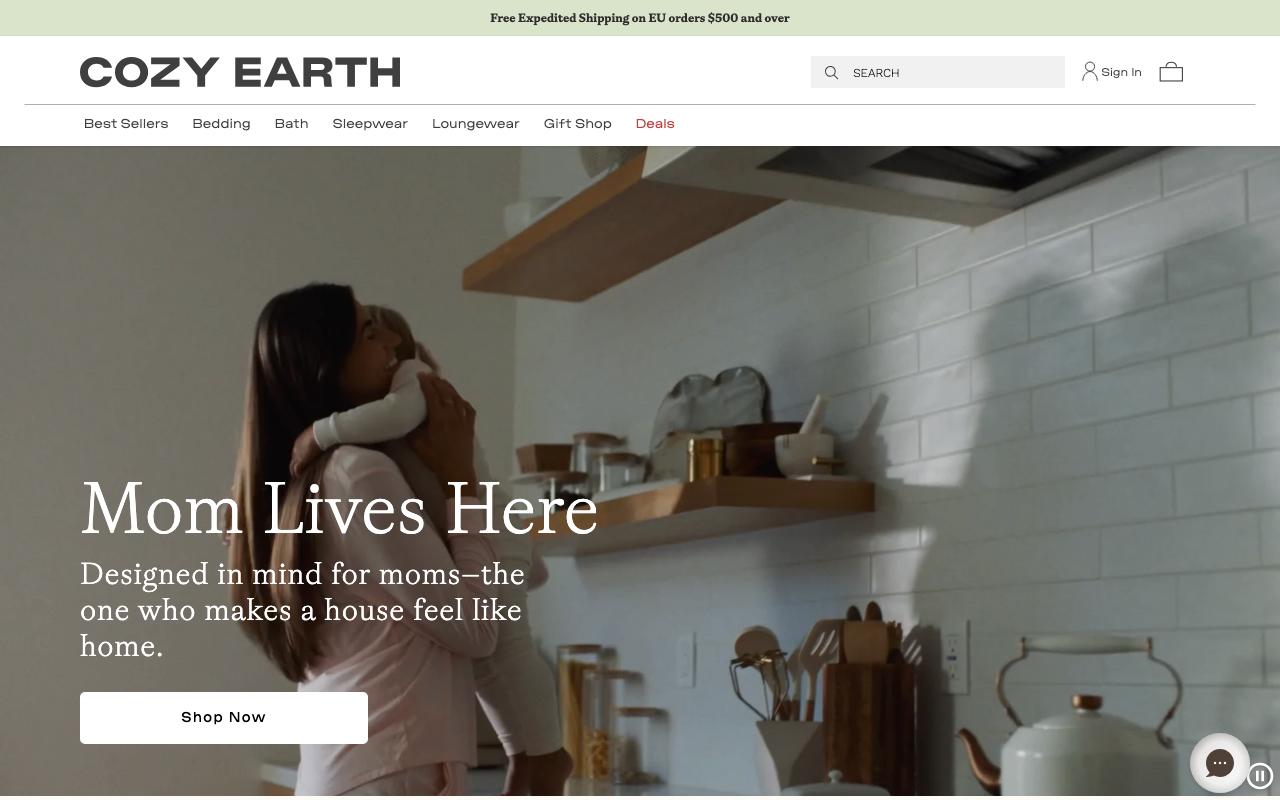cozyearth.com homepage screenshot