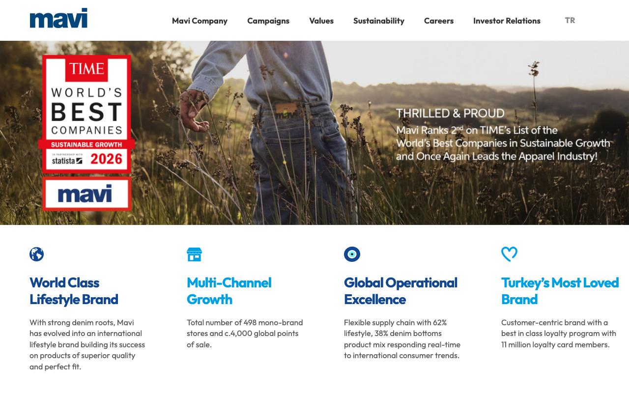 mavi.com homepage screenshot