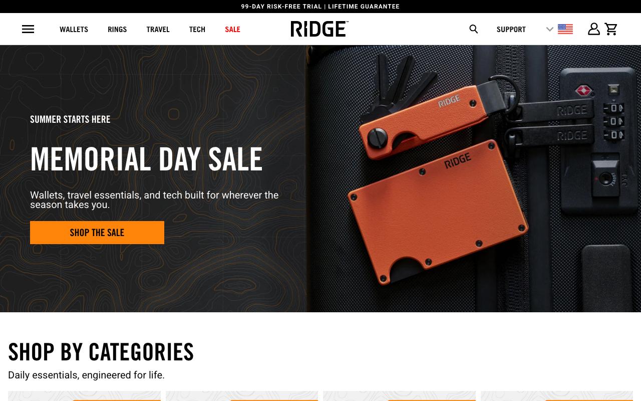 ridge.com homepage screenshot