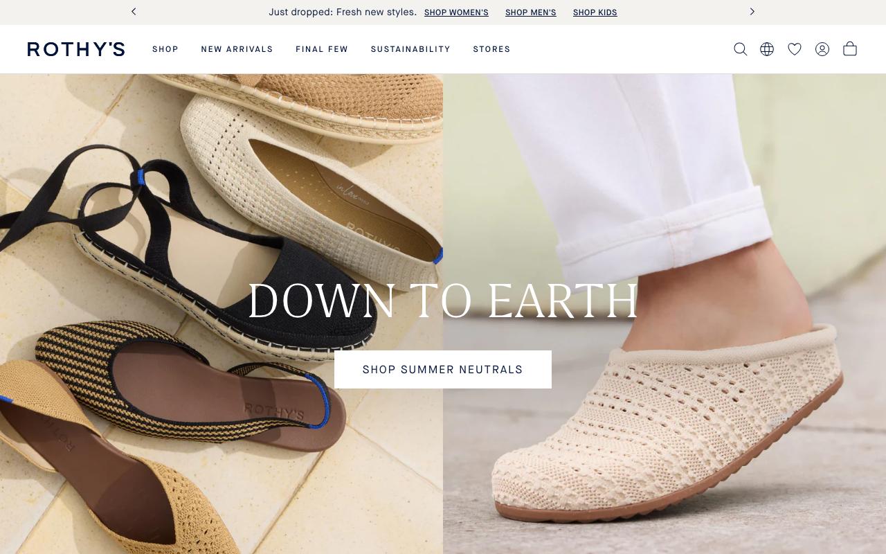 rothys.com homepage screenshot