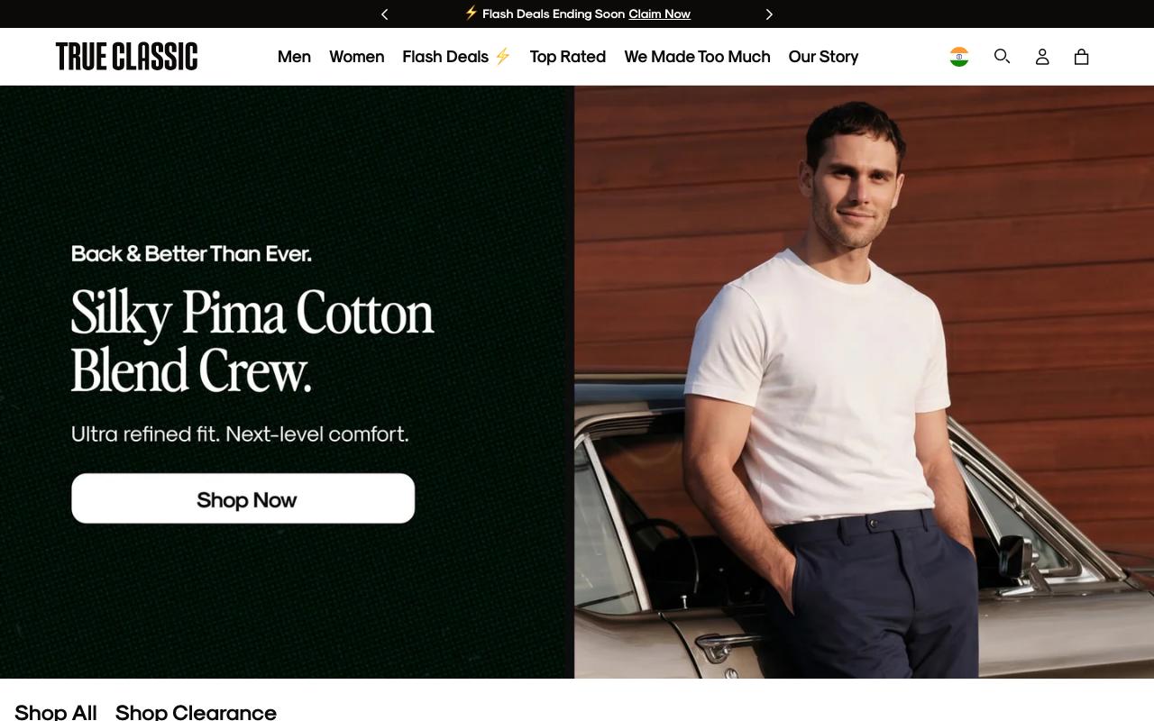 trueclassictees.com homepage screenshot