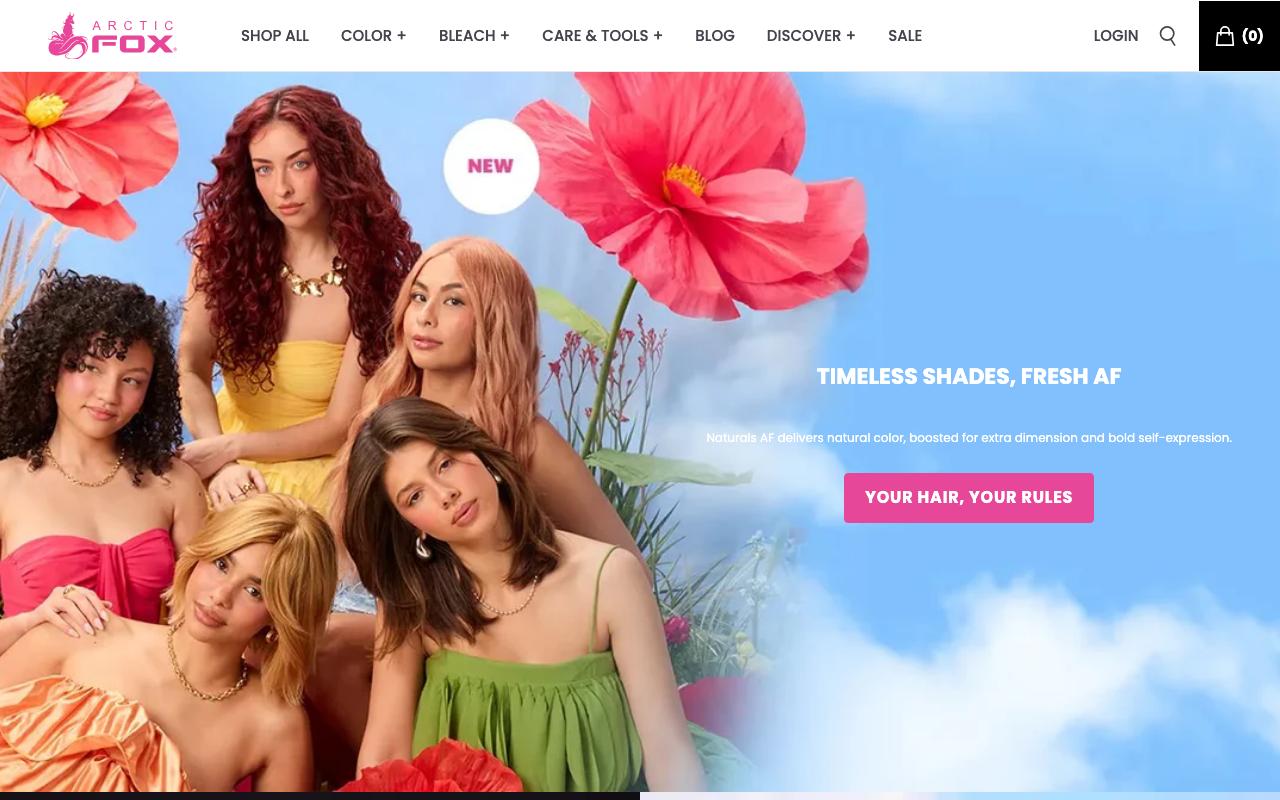 arcticfoxhaircolor.com homepage screenshot