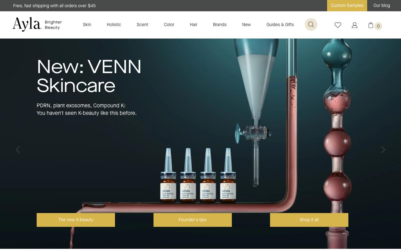 aylabeauty.com homepage screenshot