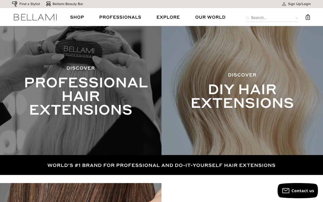 bellamihair.com homepage screenshot