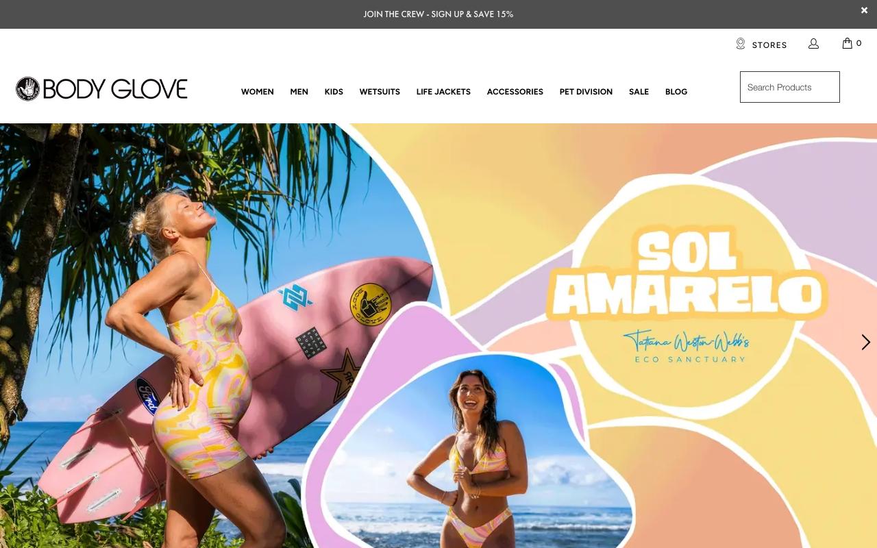 bodyglove.com homepage screenshot