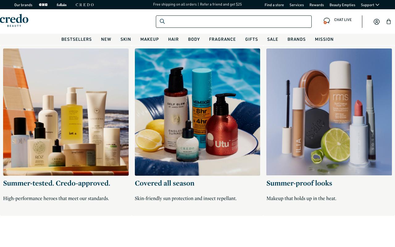 credobeauty.com homepage screenshot