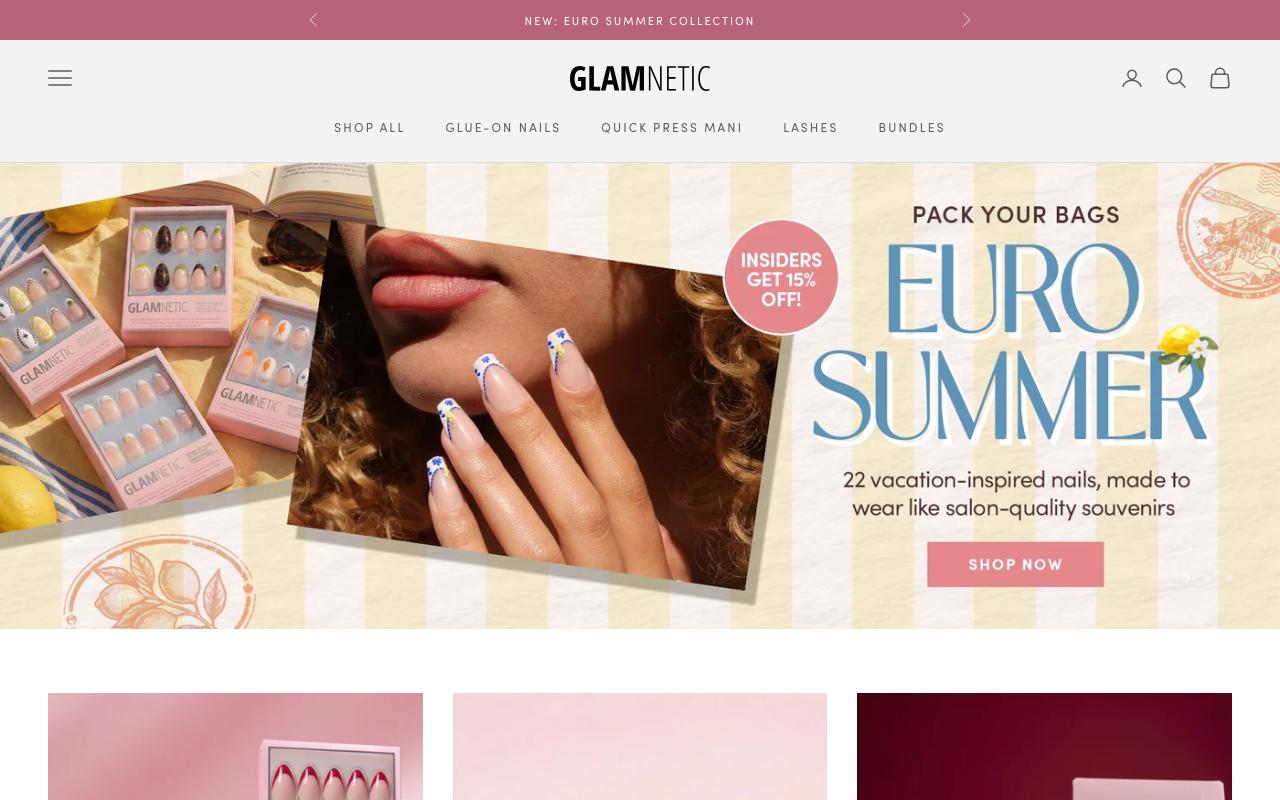 glamnetic.com homepage screenshot