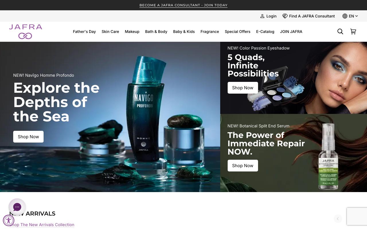 jafra.com homepage screenshot