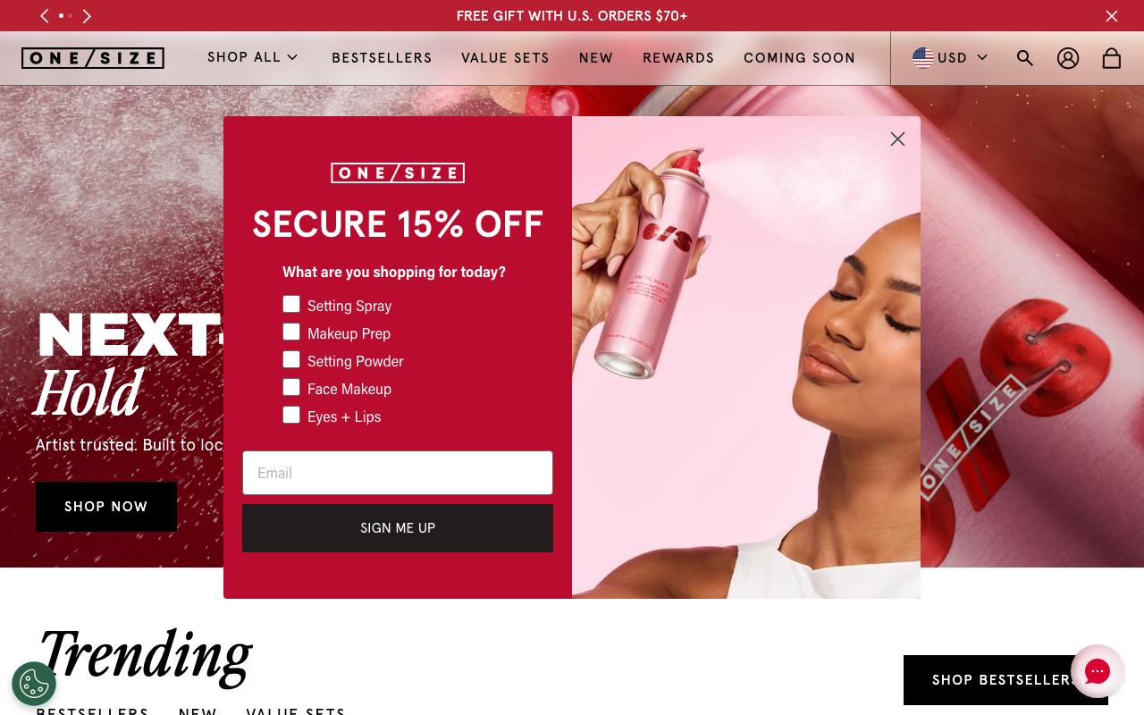 onesizebeauty.com homepage screenshot
