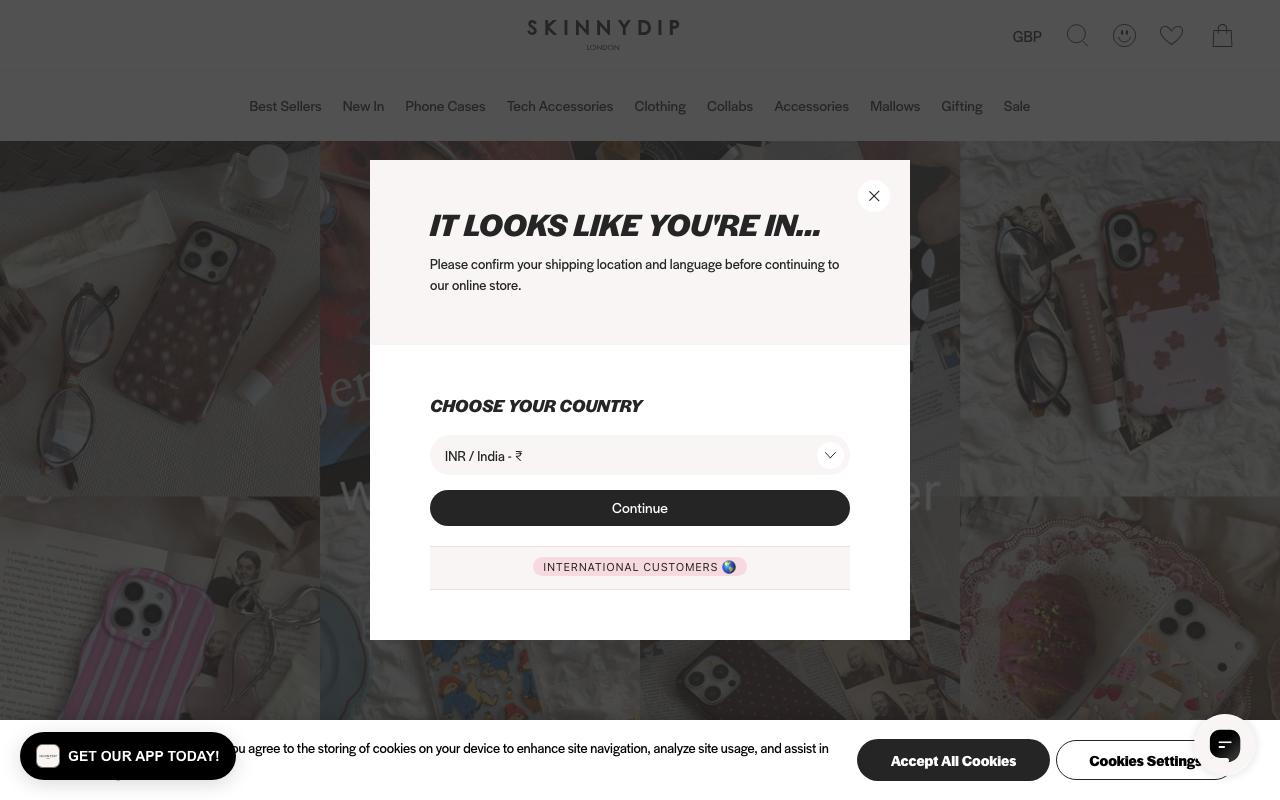 skinnydiplondon.com homepage screenshot
