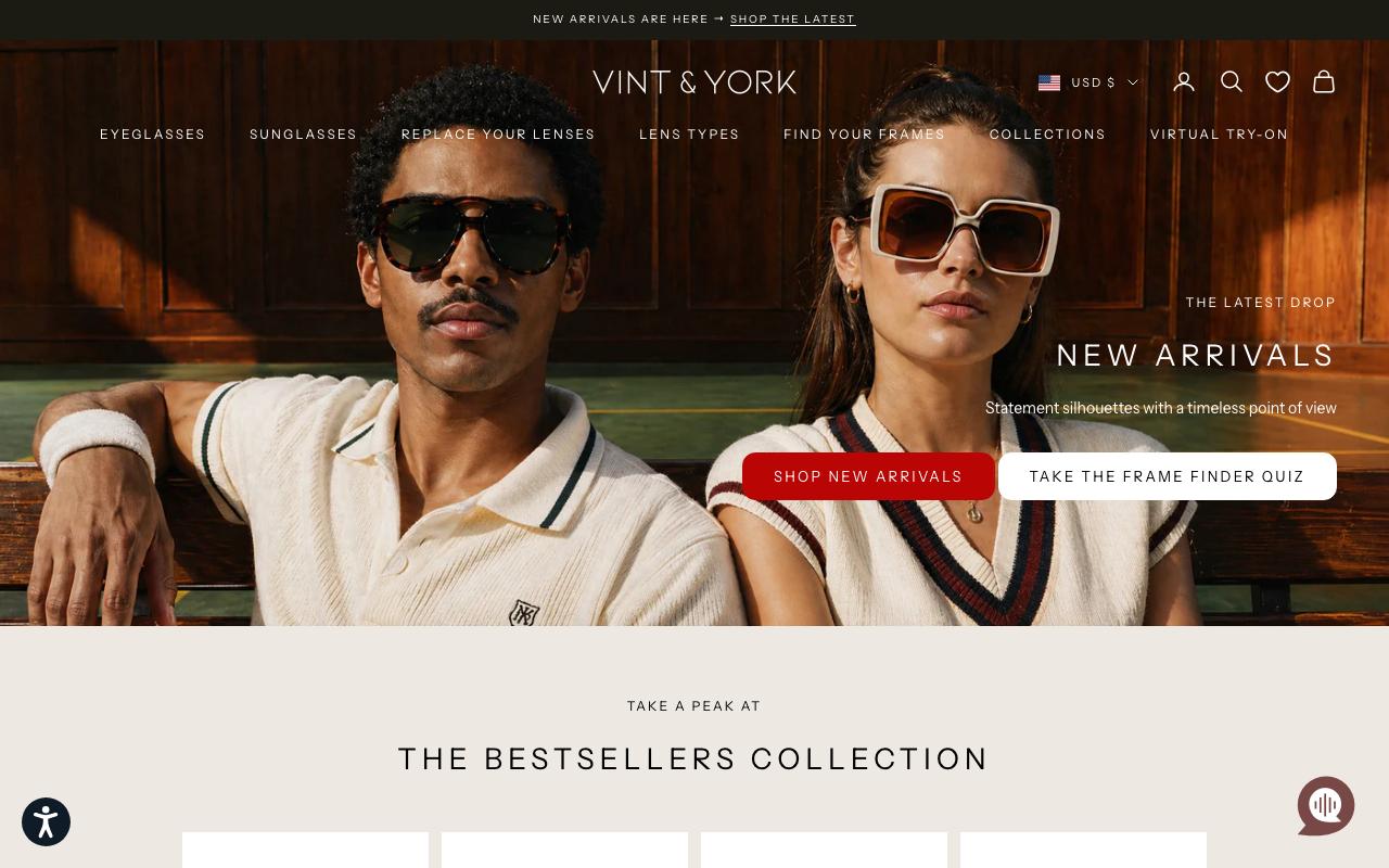 vintandyork.com homepage screenshot