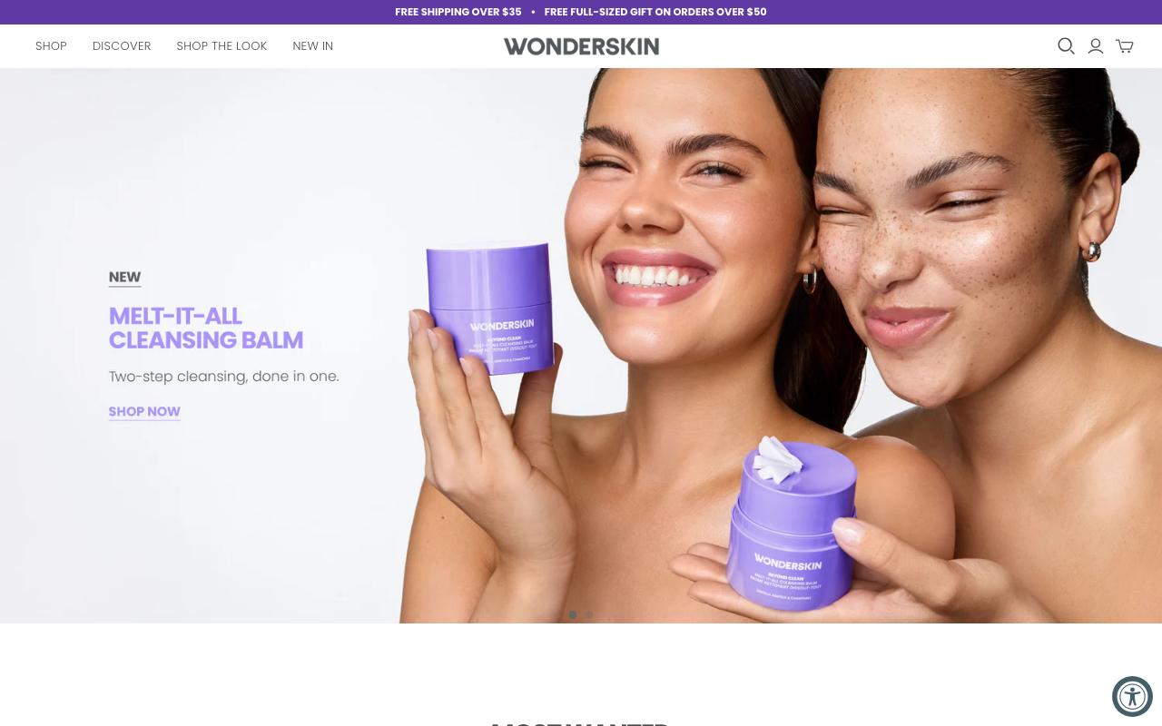 wonderskin.com homepage screenshot