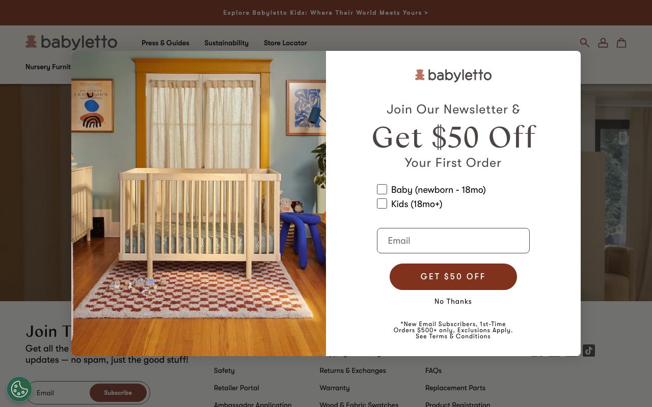 babyletto.com homepage screenshot