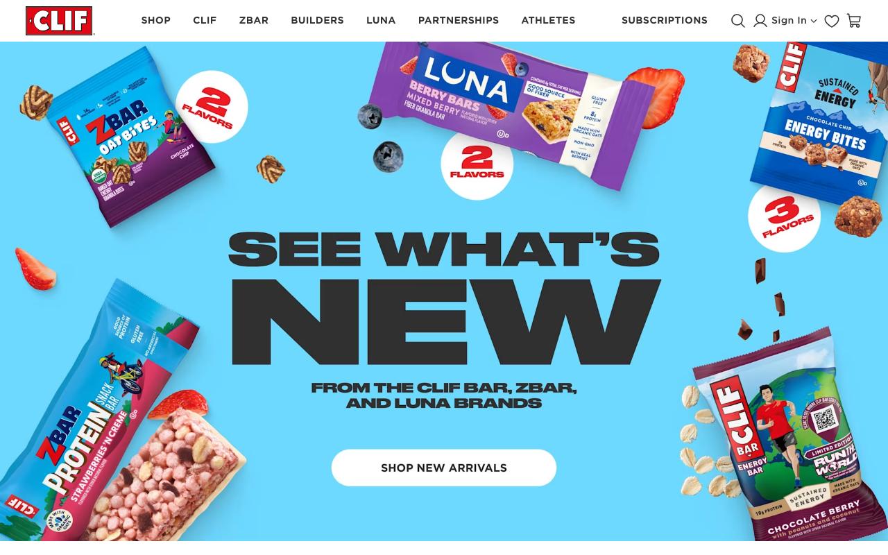 clifbar.com homepage screenshot