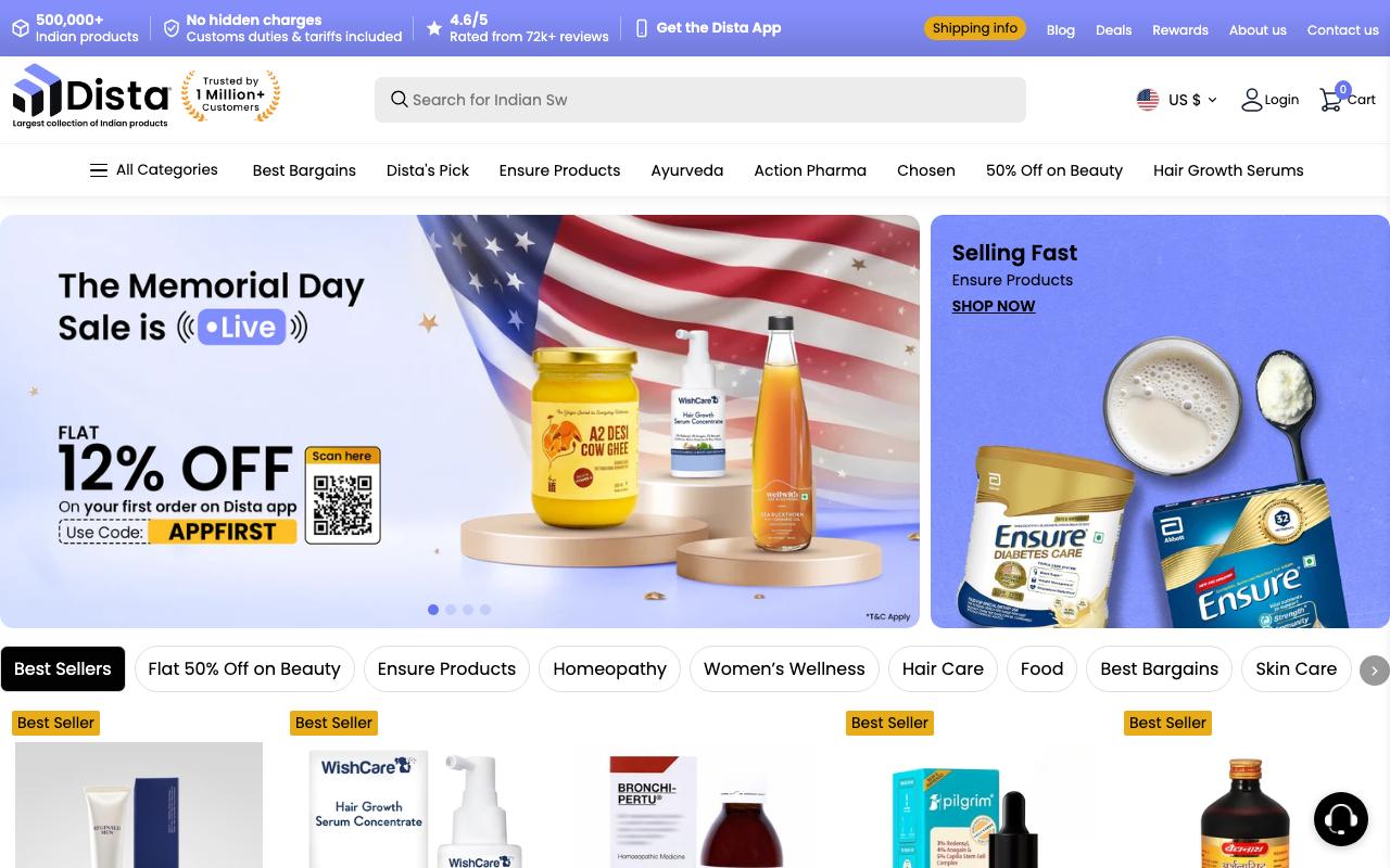 distacart.com homepage screenshot