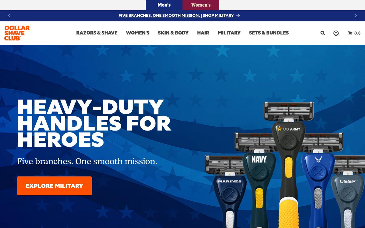 dollarshaveclub.com homepage screenshot