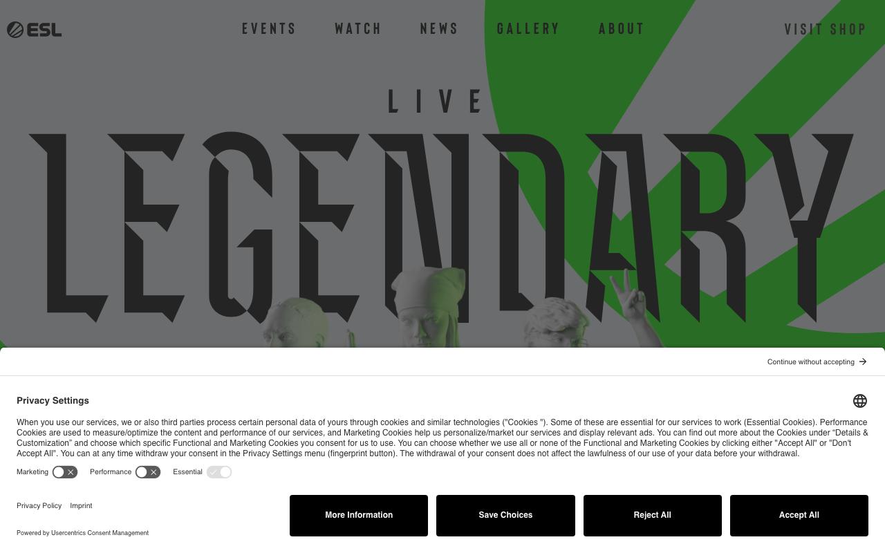 eslgaming.com homepage screenshot