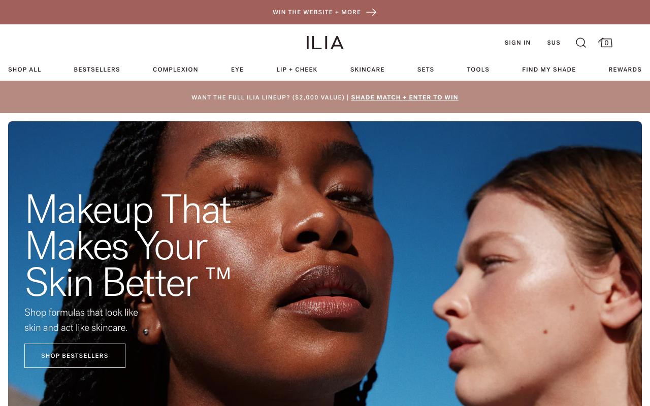iliabeauty.com homepage screenshot