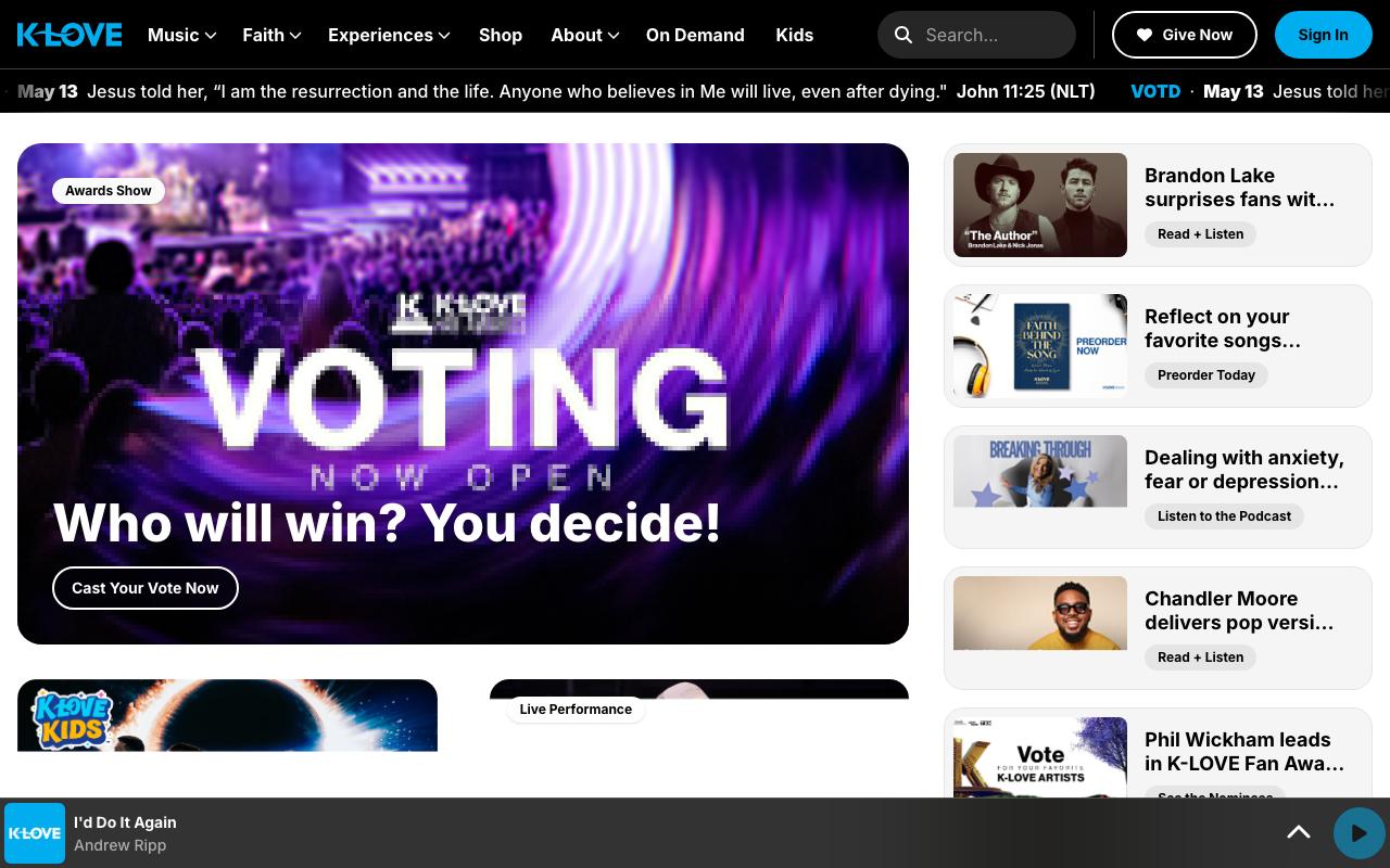 klove.com homepage screenshot