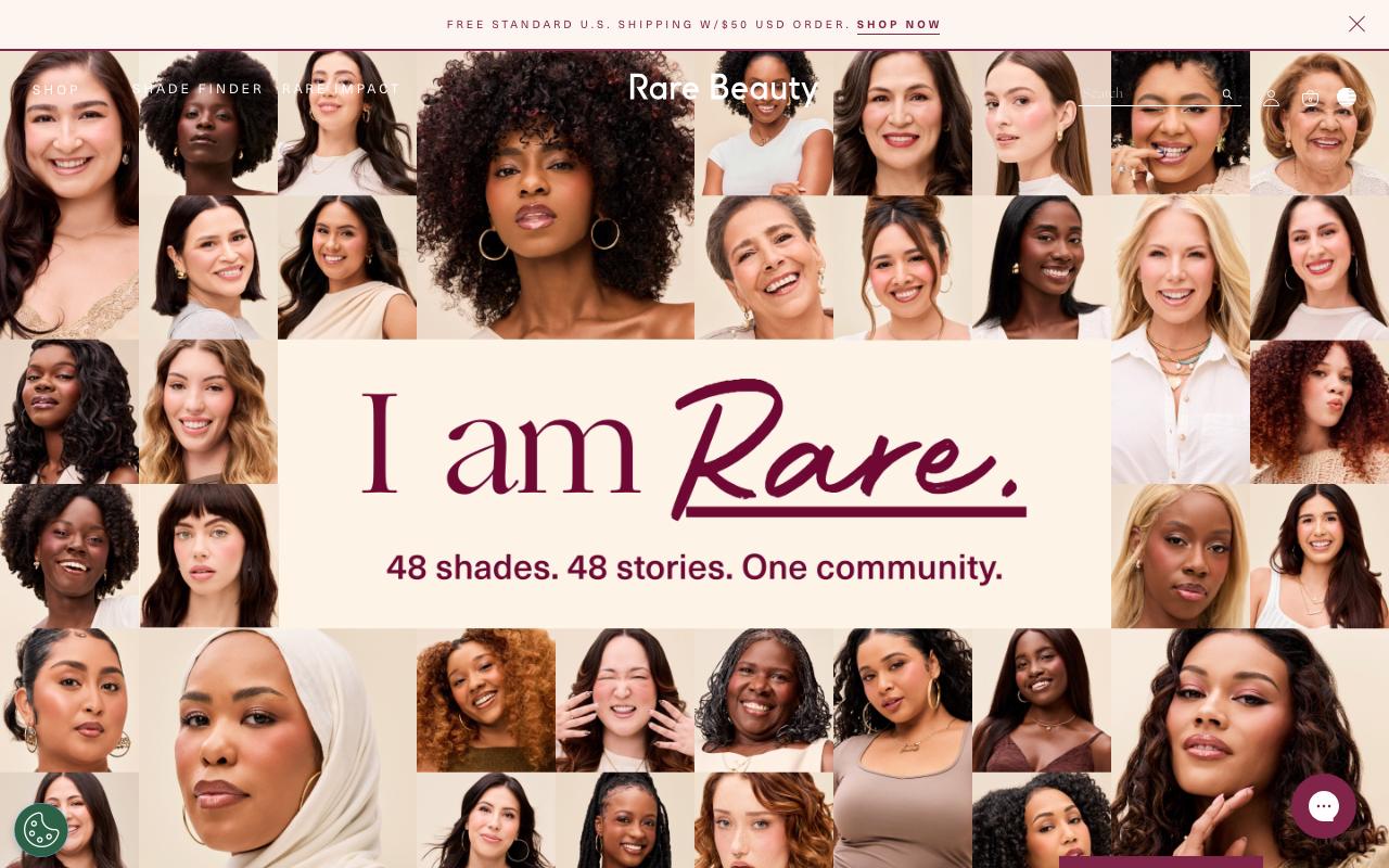 rarebeauty.com homepage screenshot