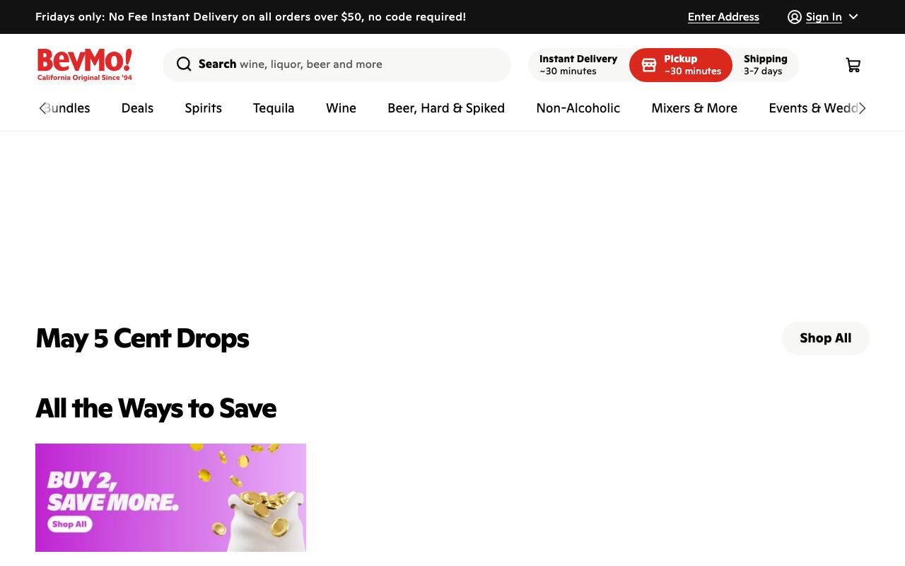 bevmo.com homepage screenshot