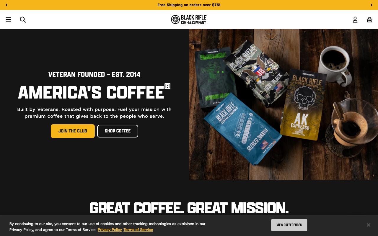 blackriflecoffee.com homepage screenshot
