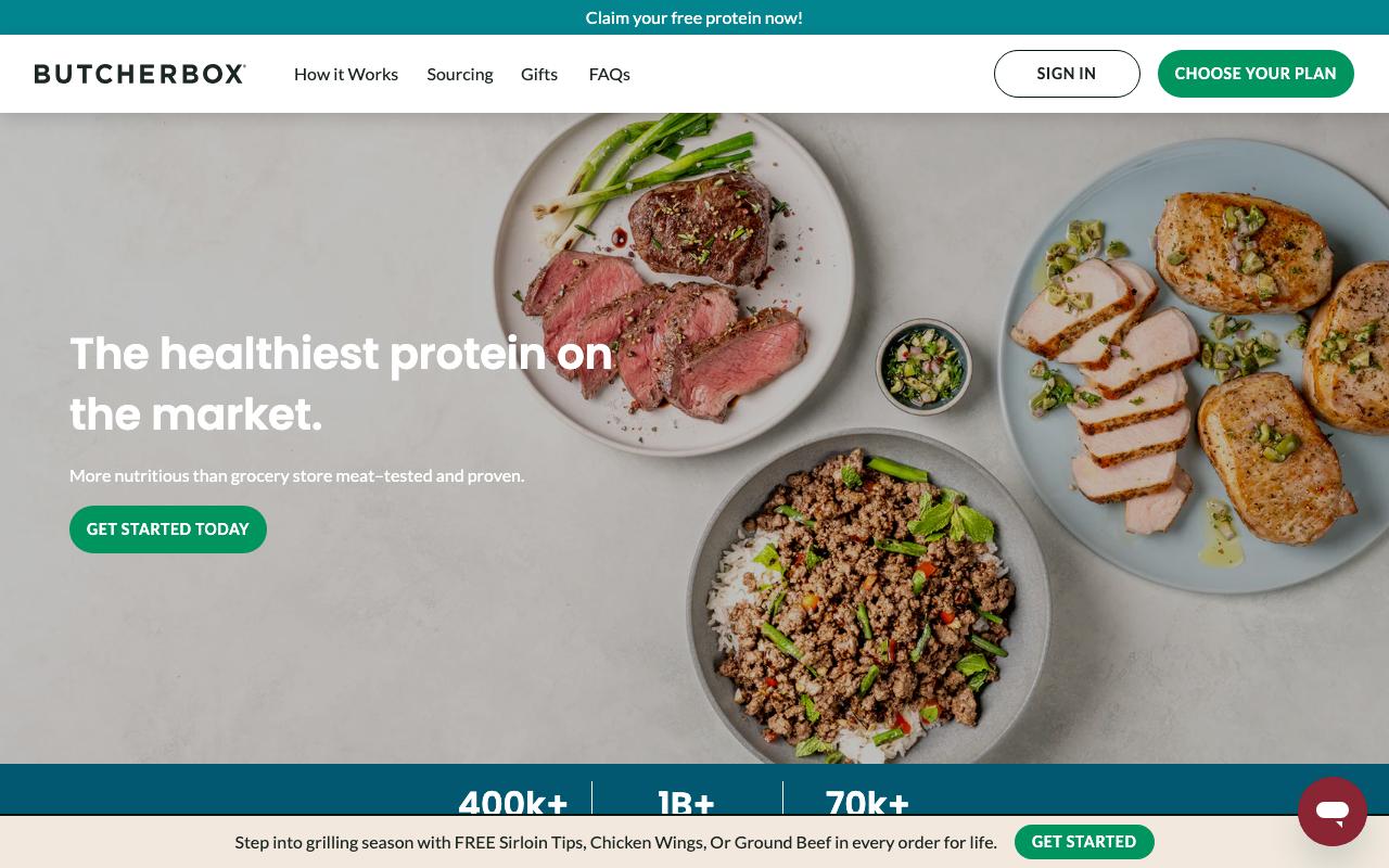 butcherbox.com homepage screenshot