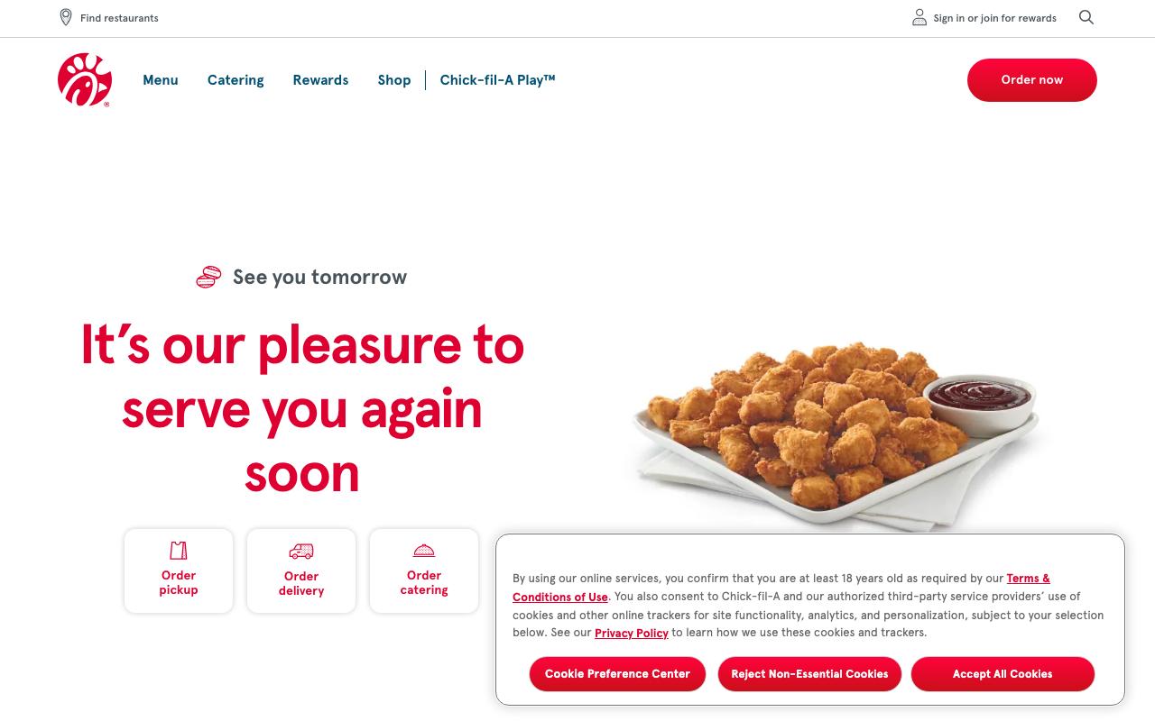 chick-fil-a.com homepage screenshot