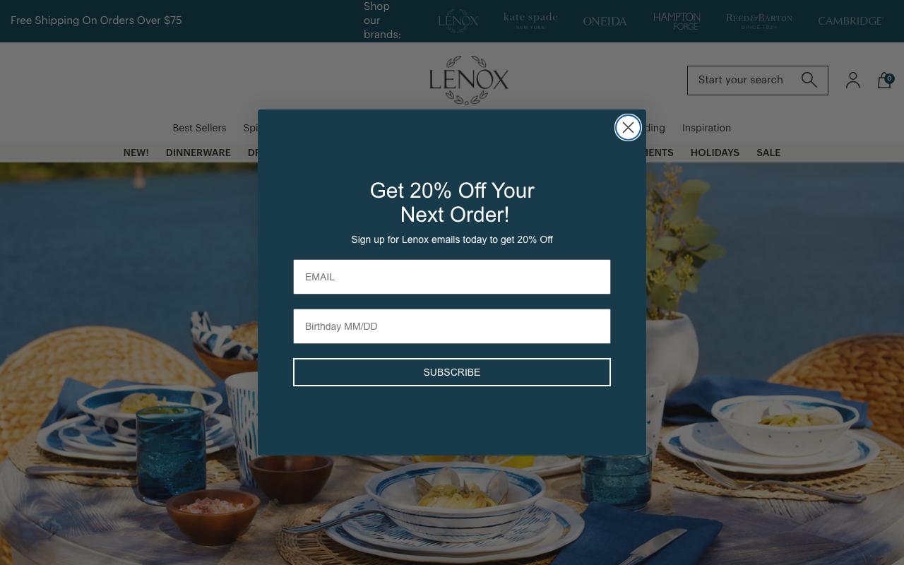 lenox.com homepage screenshot
