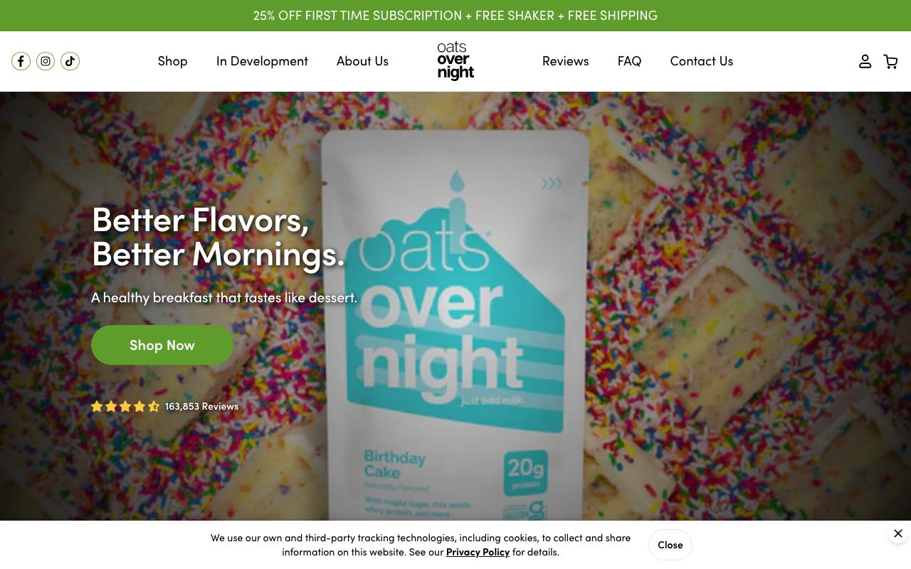 oatsovernight.com homepage screenshot