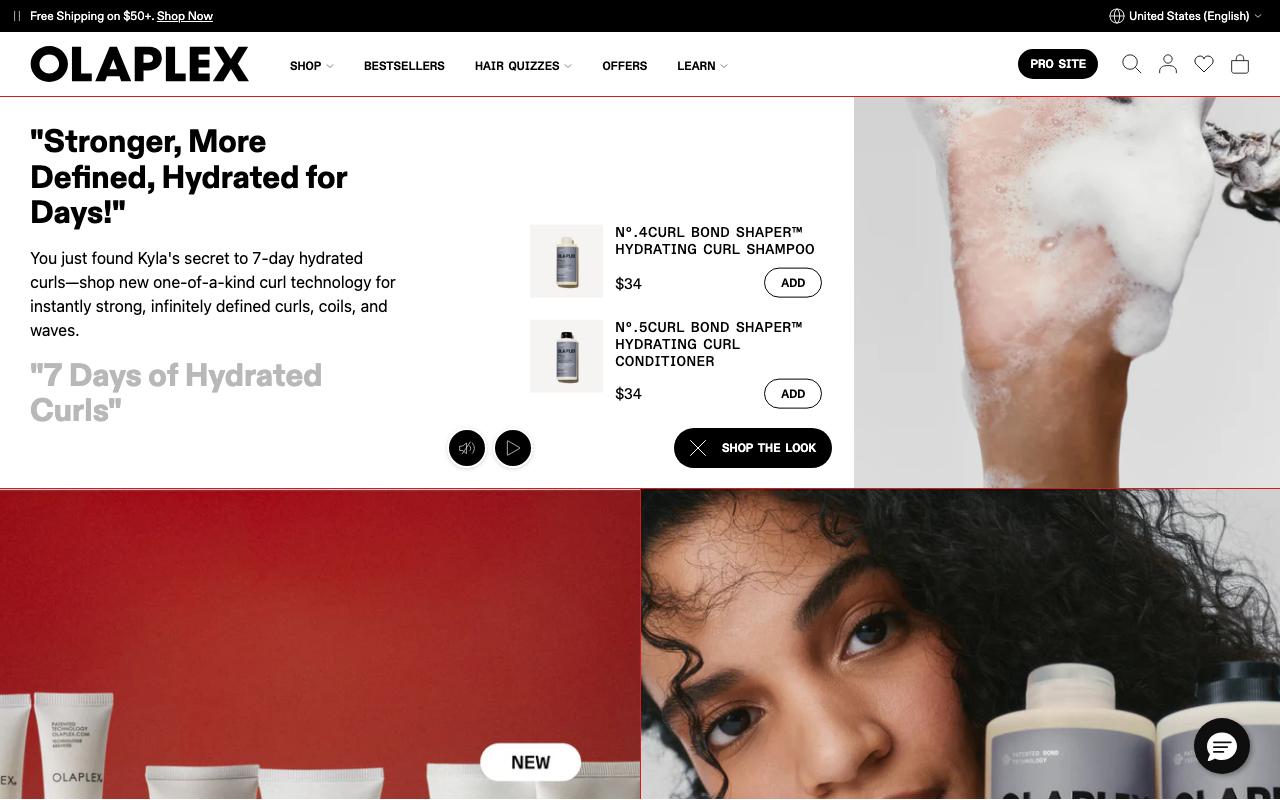 olaplex.com homepage screenshot