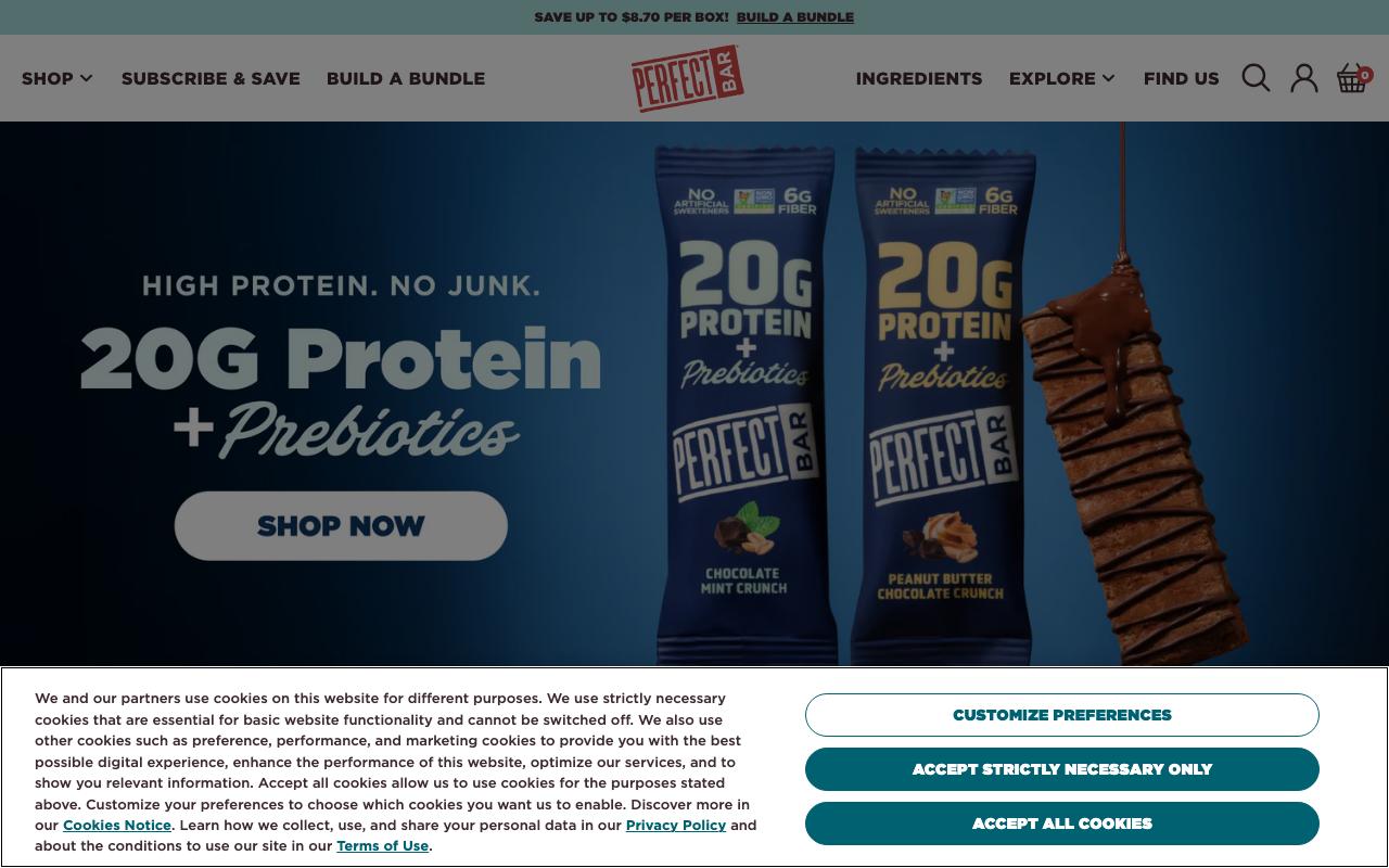perfectsnacks.com homepage screenshot