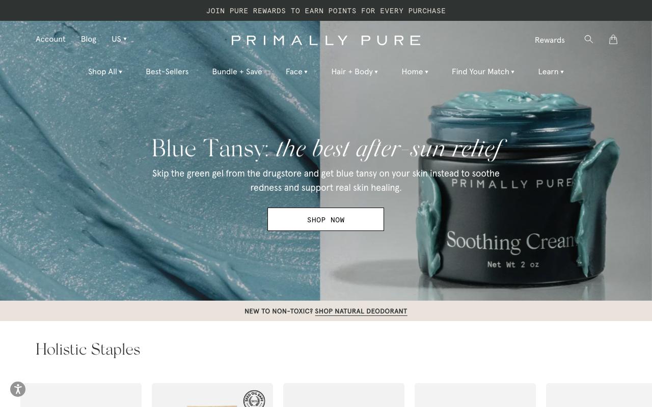 primallypure.com homepage screenshot