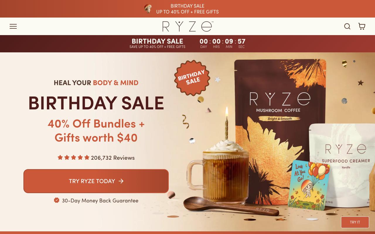 ryzesuperfoods.com homepage screenshot