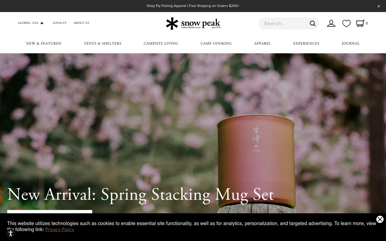 snowpeak.com homepage screenshot