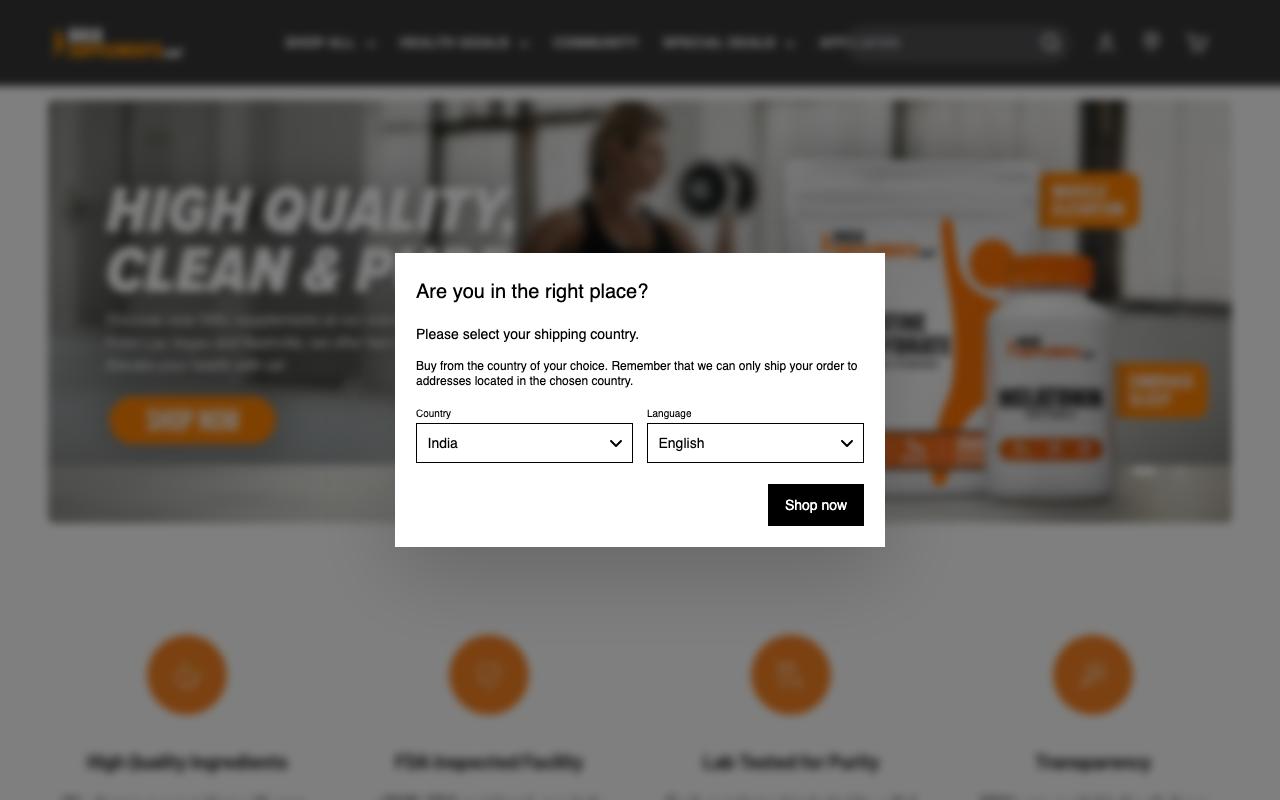 bulksupplements.com homepage screenshot