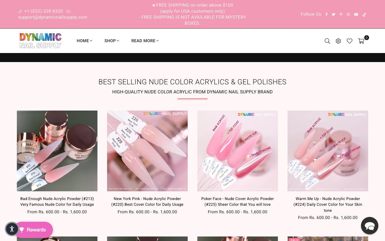 dynamicnailsupply.com homepage screenshot