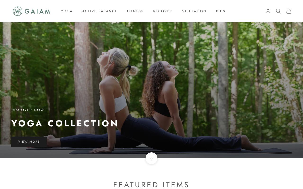 gaiam.com homepage screenshot