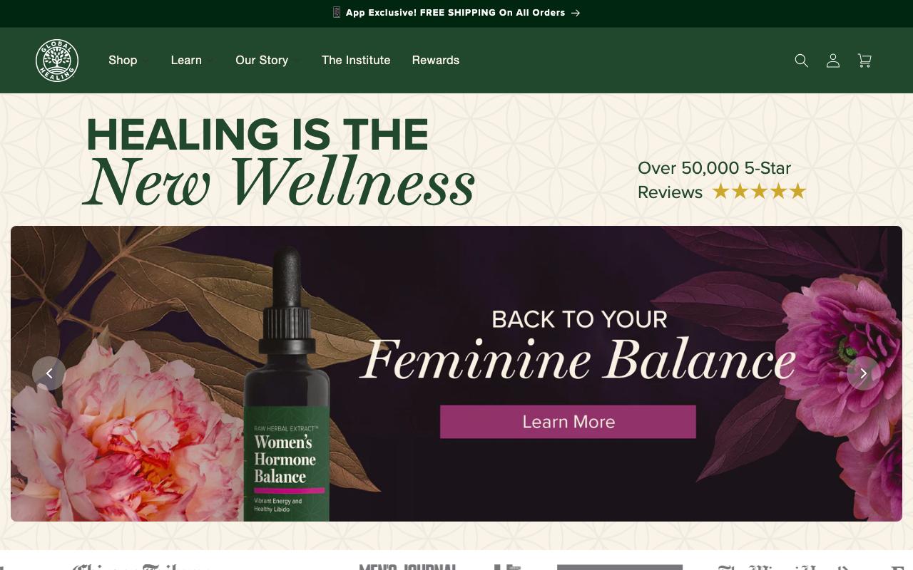 globalhealing.com homepage screenshot