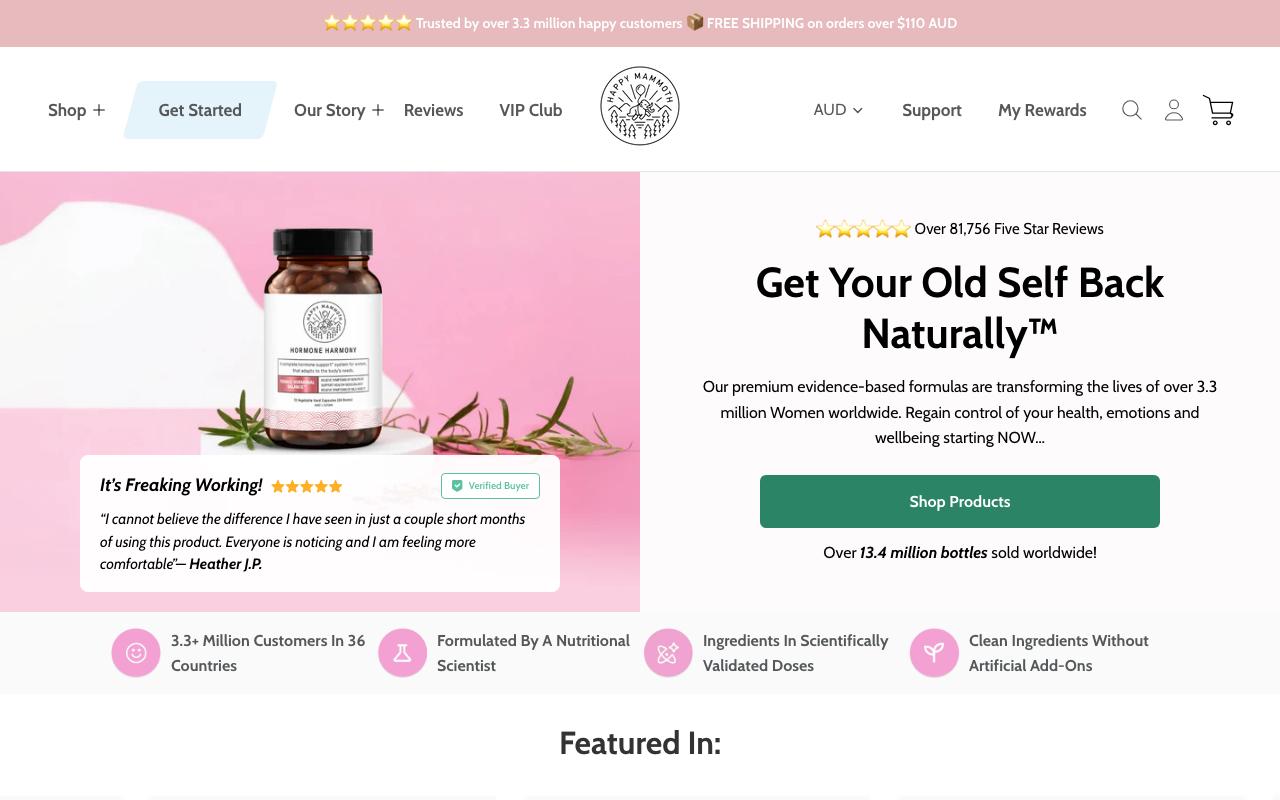 happymammoth.com homepage screenshot