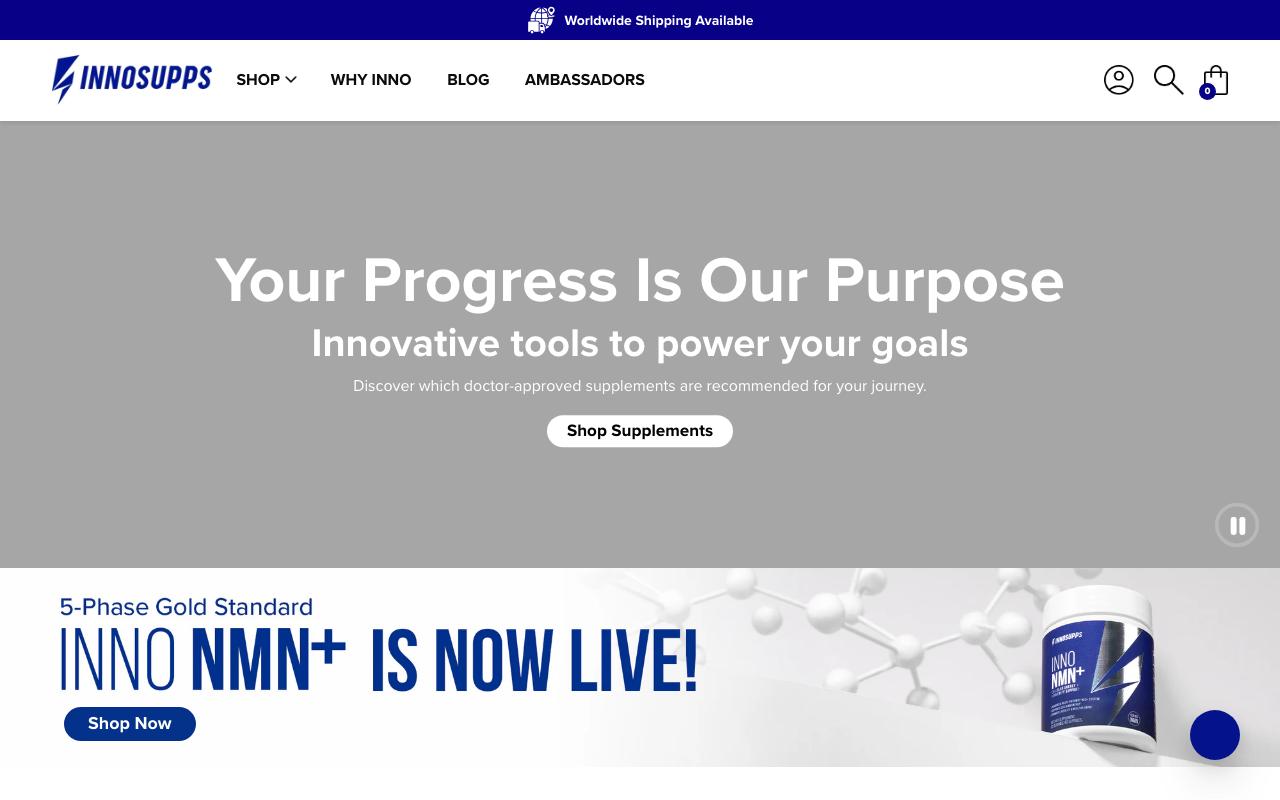 innosupps.com homepage screenshot