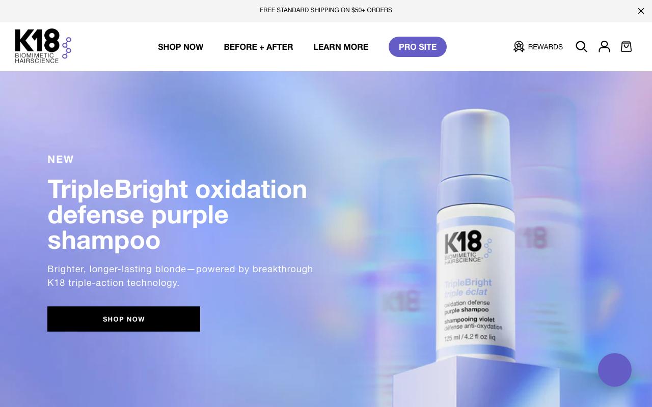 k18hair.com homepage screenshot