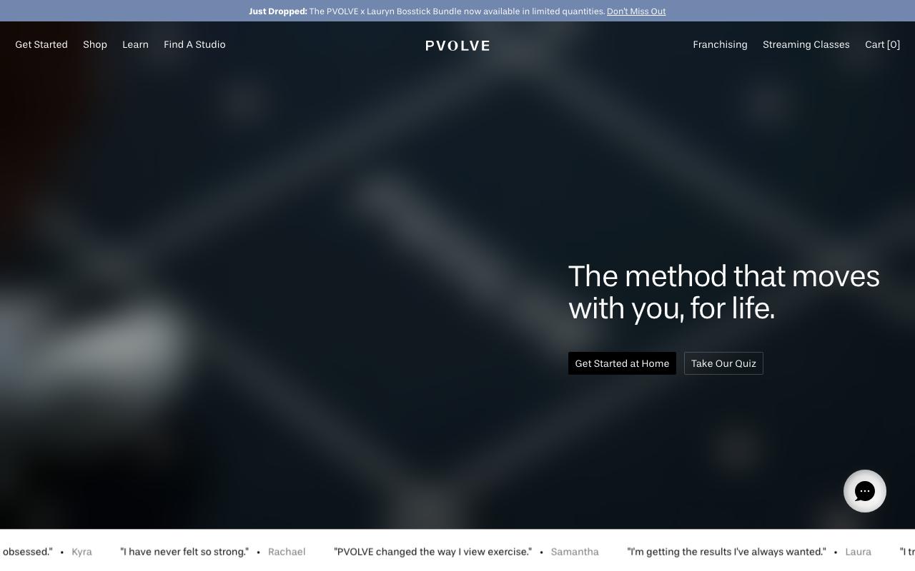 pvolve.com homepage screenshot