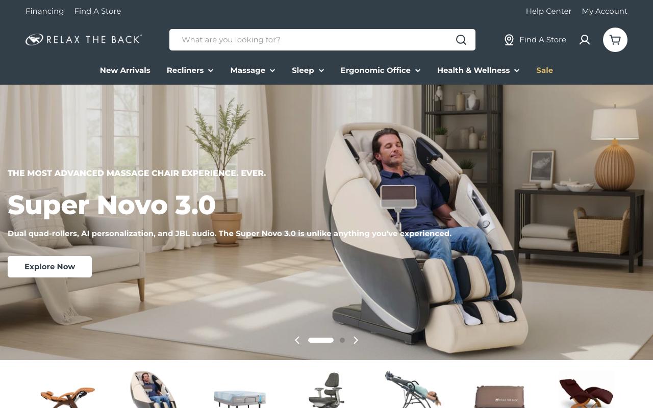relaxtheback.com homepage screenshot