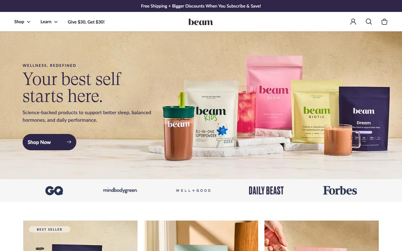 shopbeam.com homepage screenshot