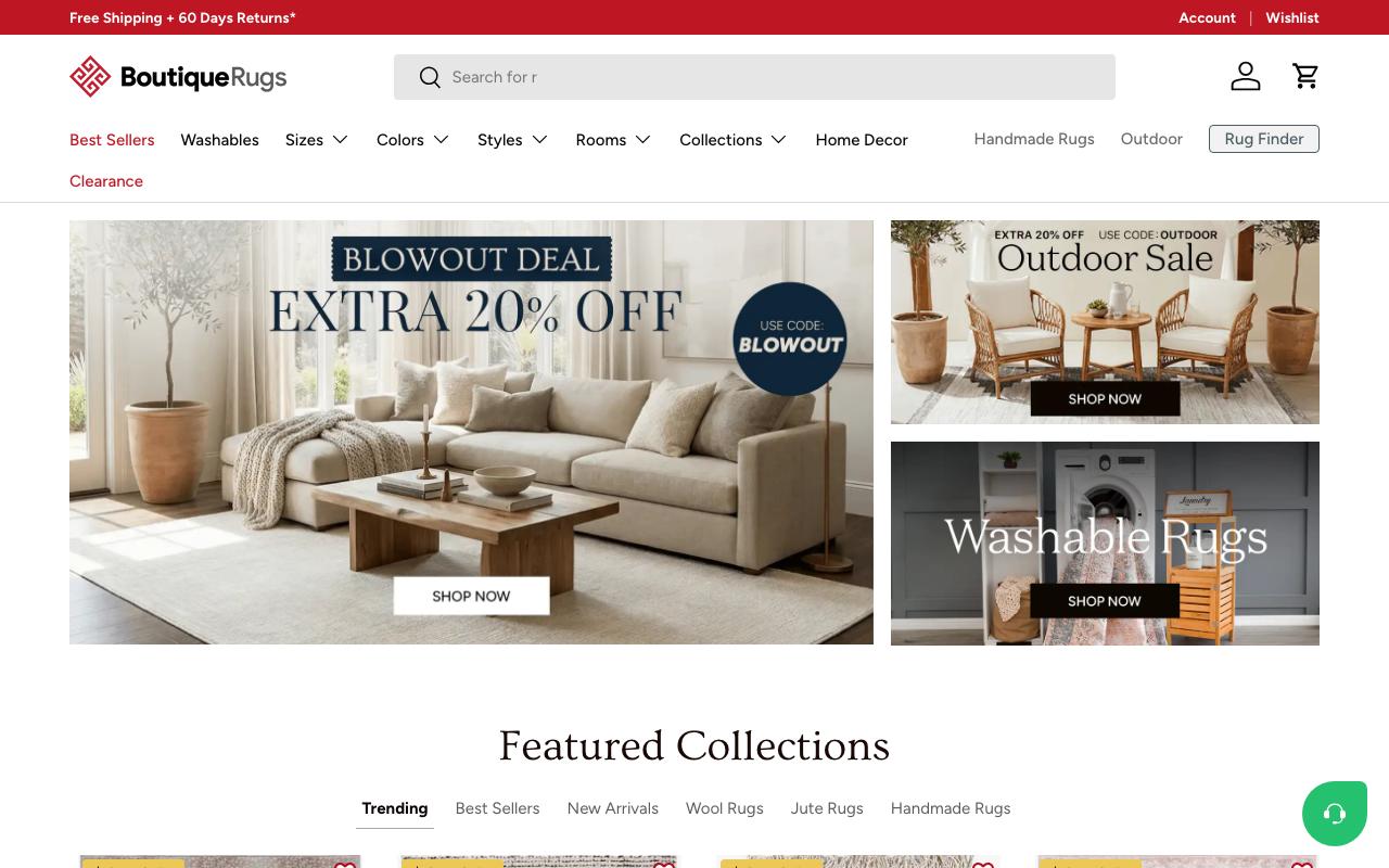 boutiquerugs.com homepage screenshot