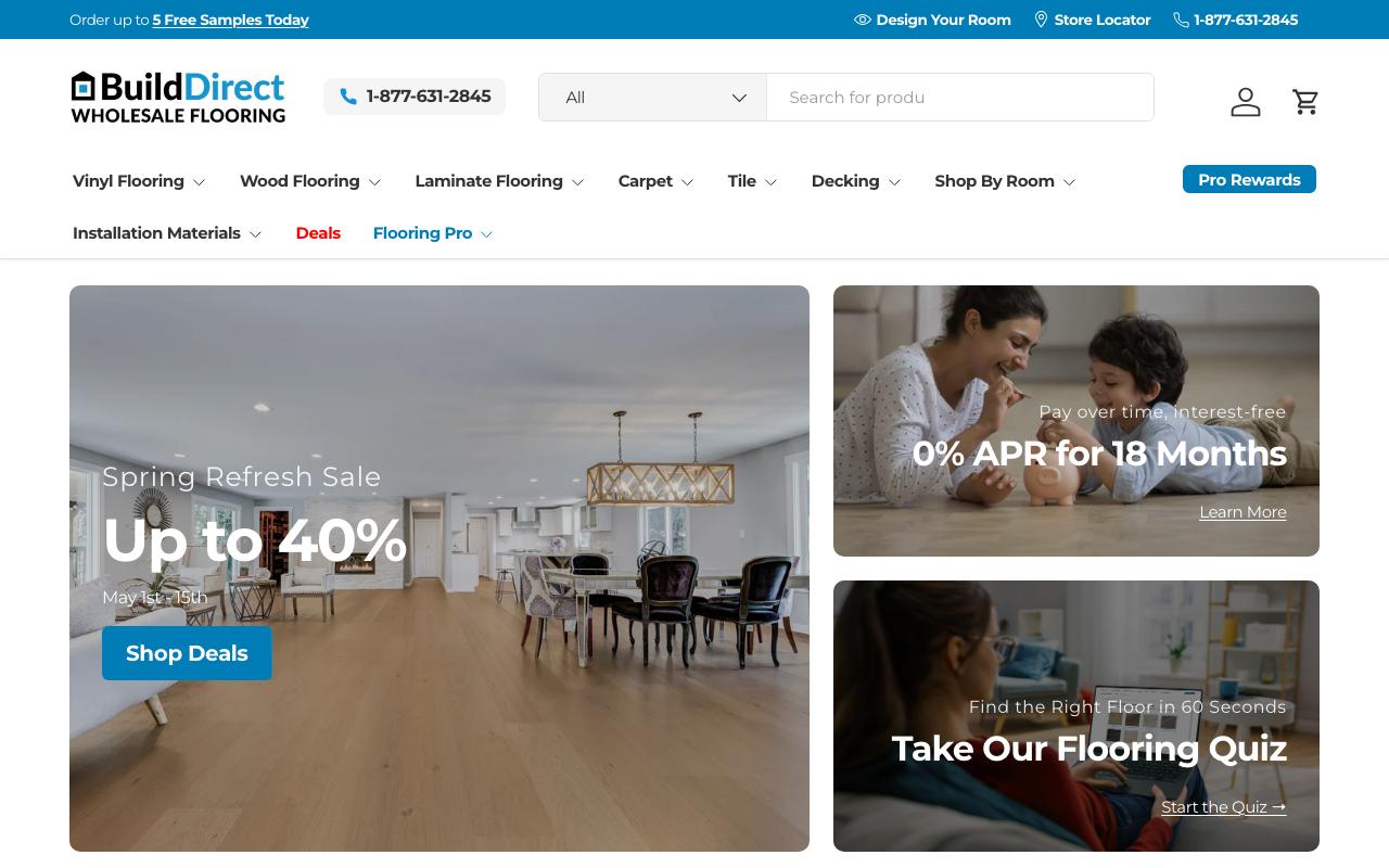 builddirect.com homepage screenshot
