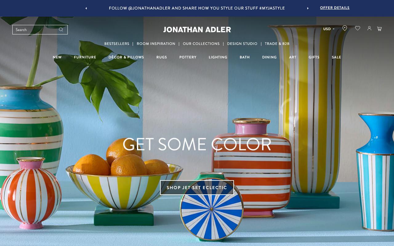 jonathanadler.com homepage screenshot