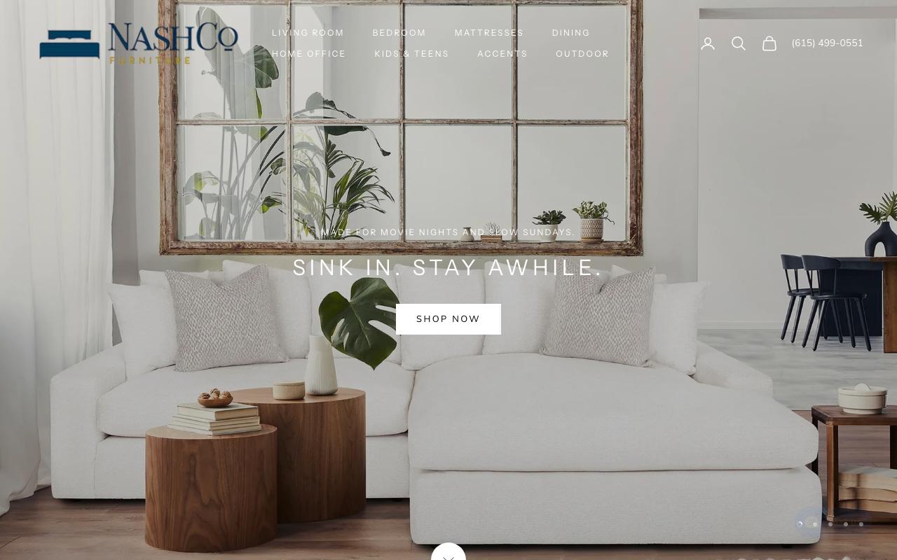 nashcofurniture.com homepage screenshot